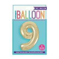 Golden Balloon Numeral 9