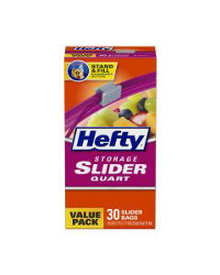 Hefty Slider Kitchen Storage Bags, Quart, 24 ct