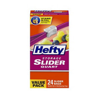 Hefty Storage Slider Bags Value Pack, Quart, 24