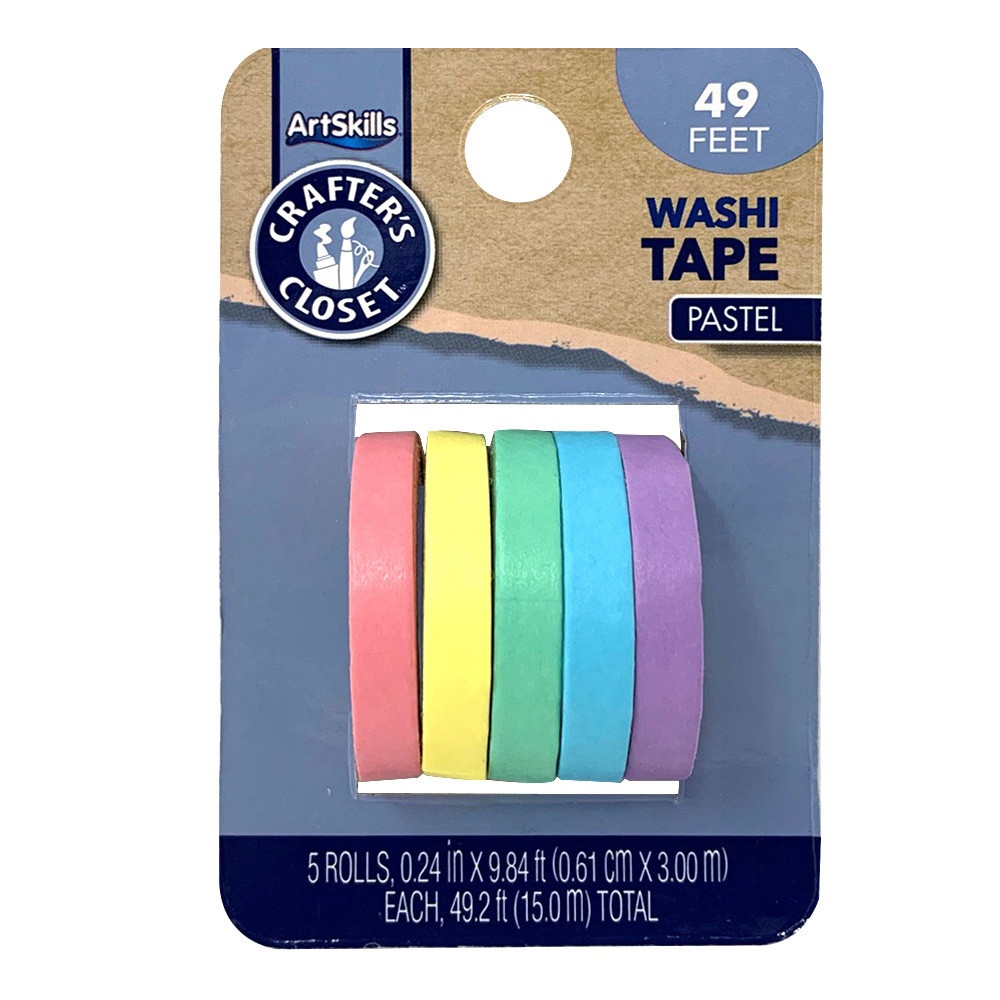 Set Of 5 Crafters Closet Washi Tape Pastel 49 Feet
