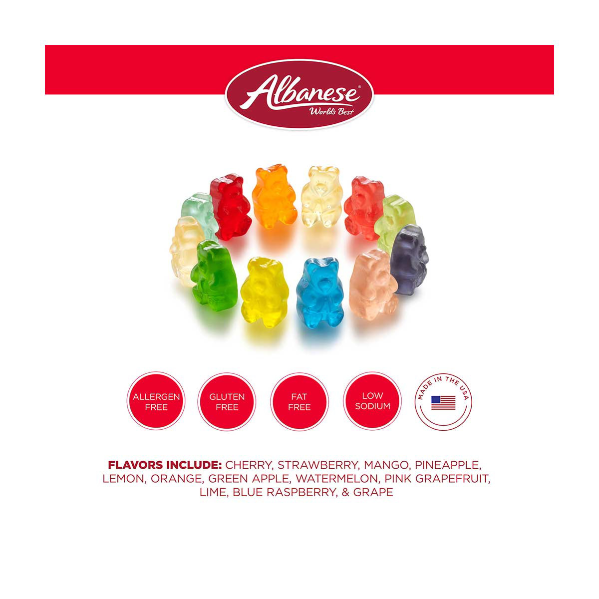 Albanese World's Best 12 Flavor Gummi Bears, 7.5 oz