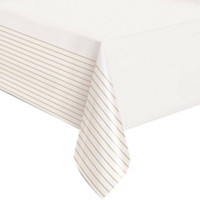 Gold Foil Striped Plastic Tablecloth, 54" x 84"