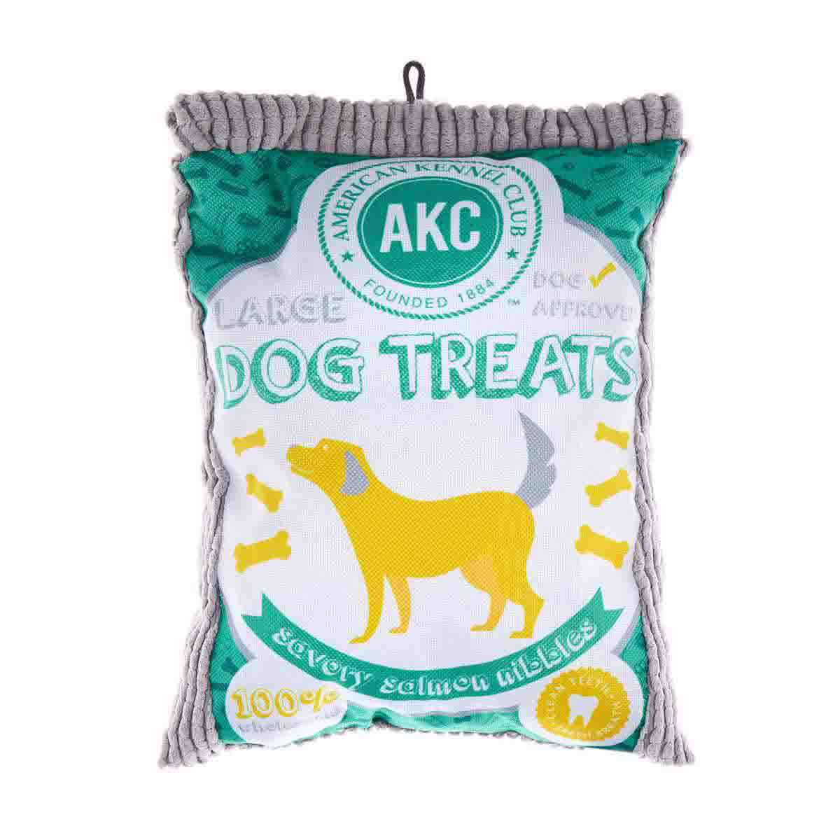 Akc Plush Dog Treat Bag Crinkle Toy