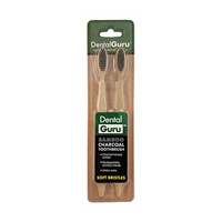 Dental Guru Charcoal Infused Soft Bristle Toothbrush, Bamboo, 2 Pack