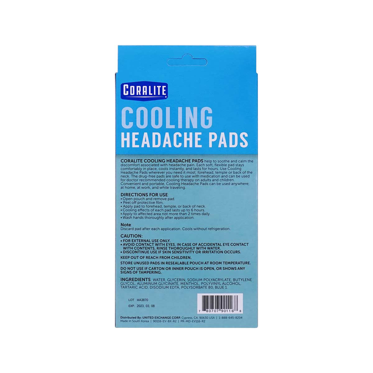 Cooling pad store for headache