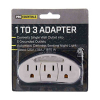 Pro Essentials 1 to 3 Grounded Plug Adapter, 1 Count