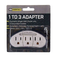 Pro Essentials 1 to 3 Grounded Plug Adapter,