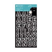 Jolee's Boutique, Iron On Transfer Alphabet 1.5 Inch Athletic Black with White Outline