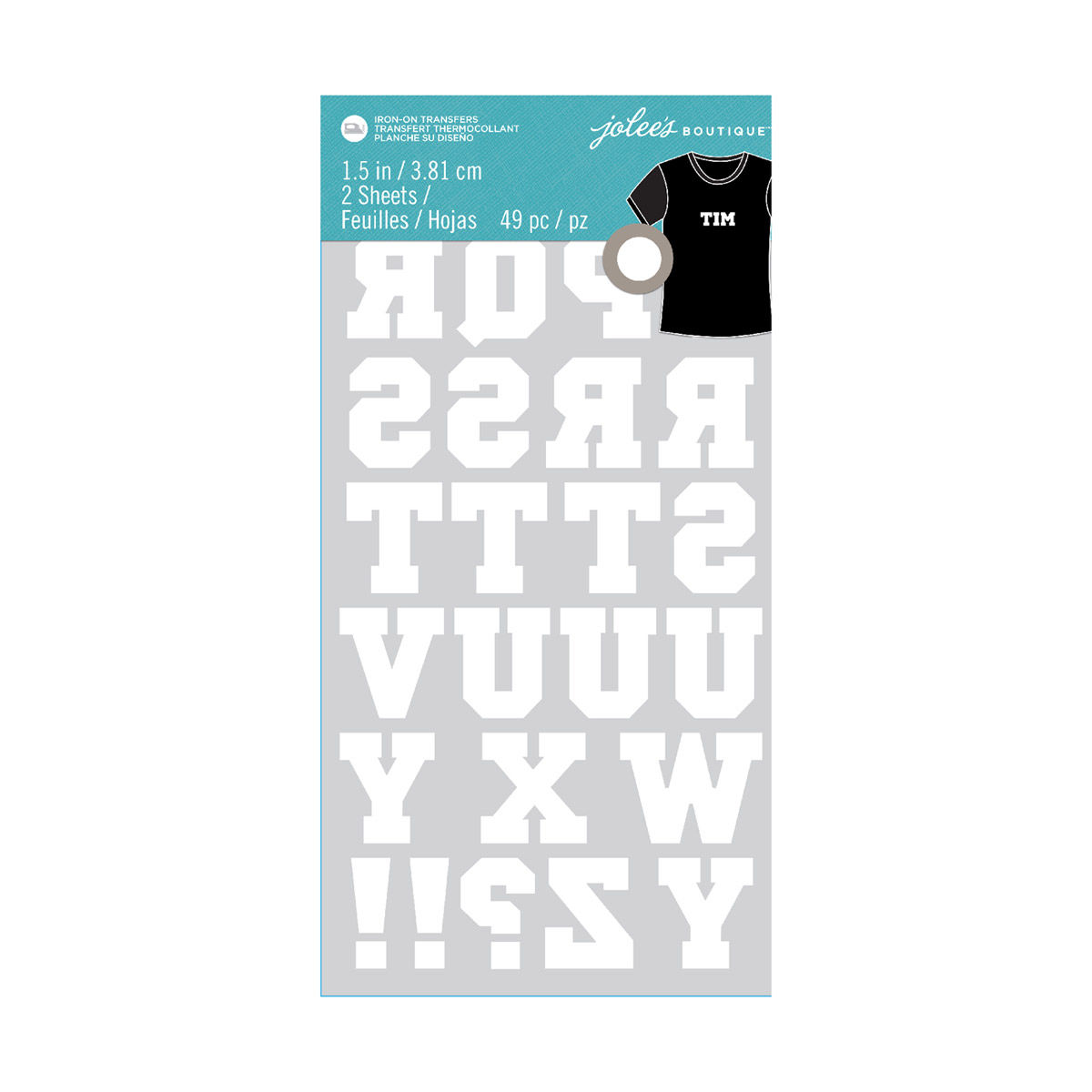 Jolee's Boutique, Iron On 1.5Iinch Flocked Letter Athletic White