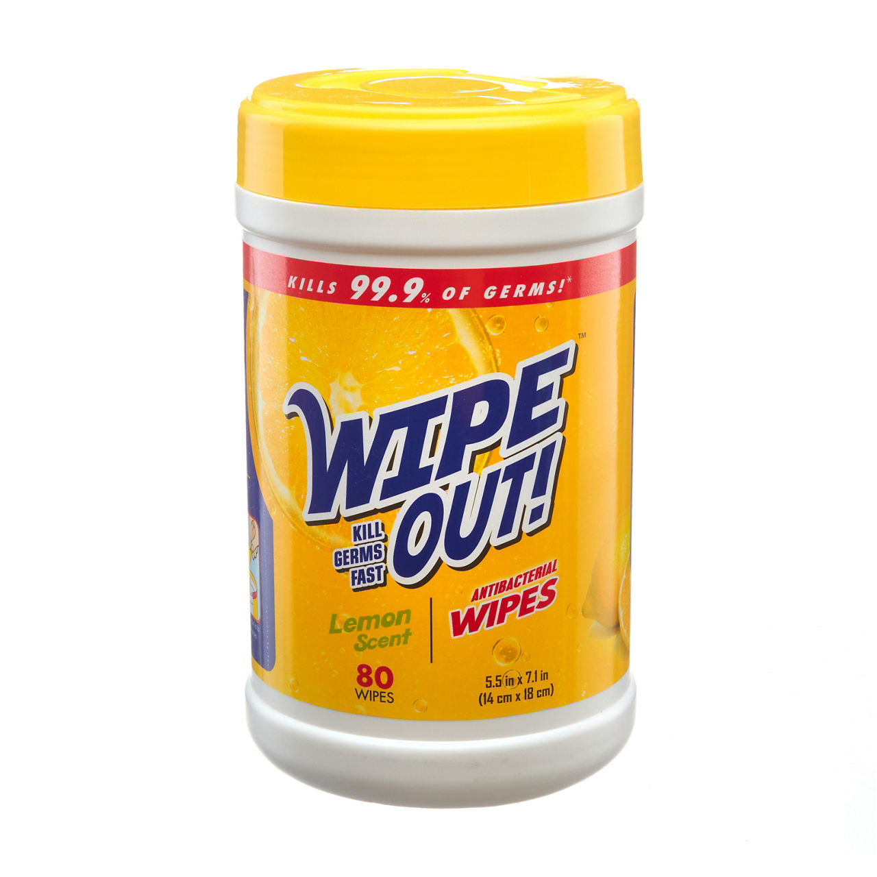 Wipeout Antibacterial Wipes, Lemon Scent, 80 Count