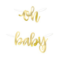 Gold "Oh Baby" Baby Shower Banner, 4 Feet,