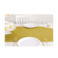 Gold Glitter Plastic Table Runner, 13" x 9 Feet