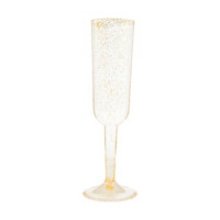 Gold Glitter Plastic Champagne Flutes, 7oz,  4 Count