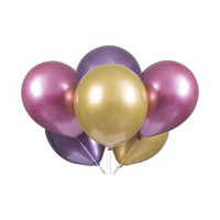 11" Latex Purple, Pink, and Gold Metallic Balloons, 6 Count