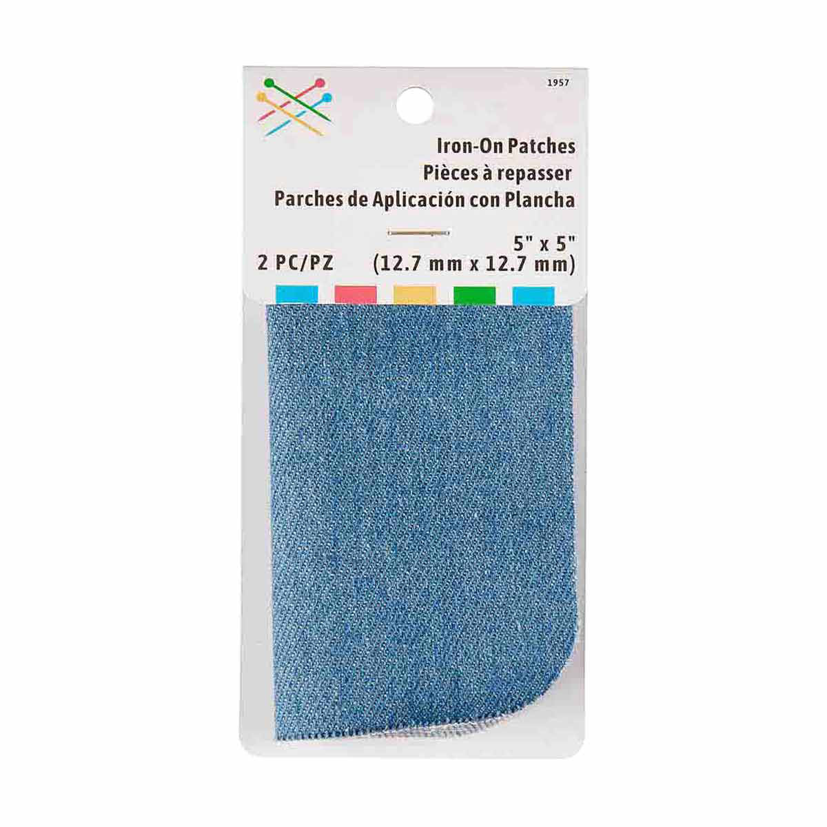 Patch & Mend Iron-On Blue Denim Patches, 2 Count