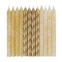 Gold Glitter Birthday Candles, 24 Count