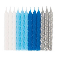 321 Party! Blue, White, and Silver Birthday Candles, 24 ct