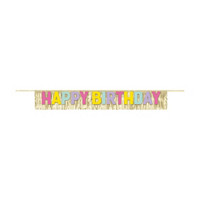 321 Party! Gold Foil Fringe "Happy Birthday" Banner, 4.75 ft 