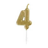 321 Party! Mini Gold Number 4 Birthday Candle