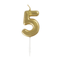 321 Party! Mini Gold Number 5 Birthday Candle
