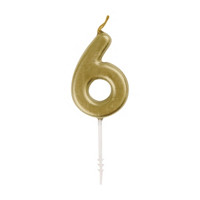 321 Party! Mini Gold Number 6 Birthday Candle