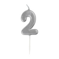 321 Party! Mini Silver Number 2 Birthday Candle