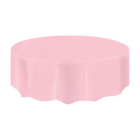 321 Party! Round Plastic Light Pink Tablecloth, 84 in