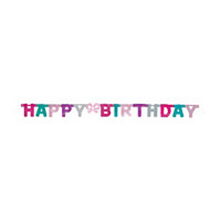 321 Party! Pink, Purple, & Teal Happy Birthday Banner, 4 ft