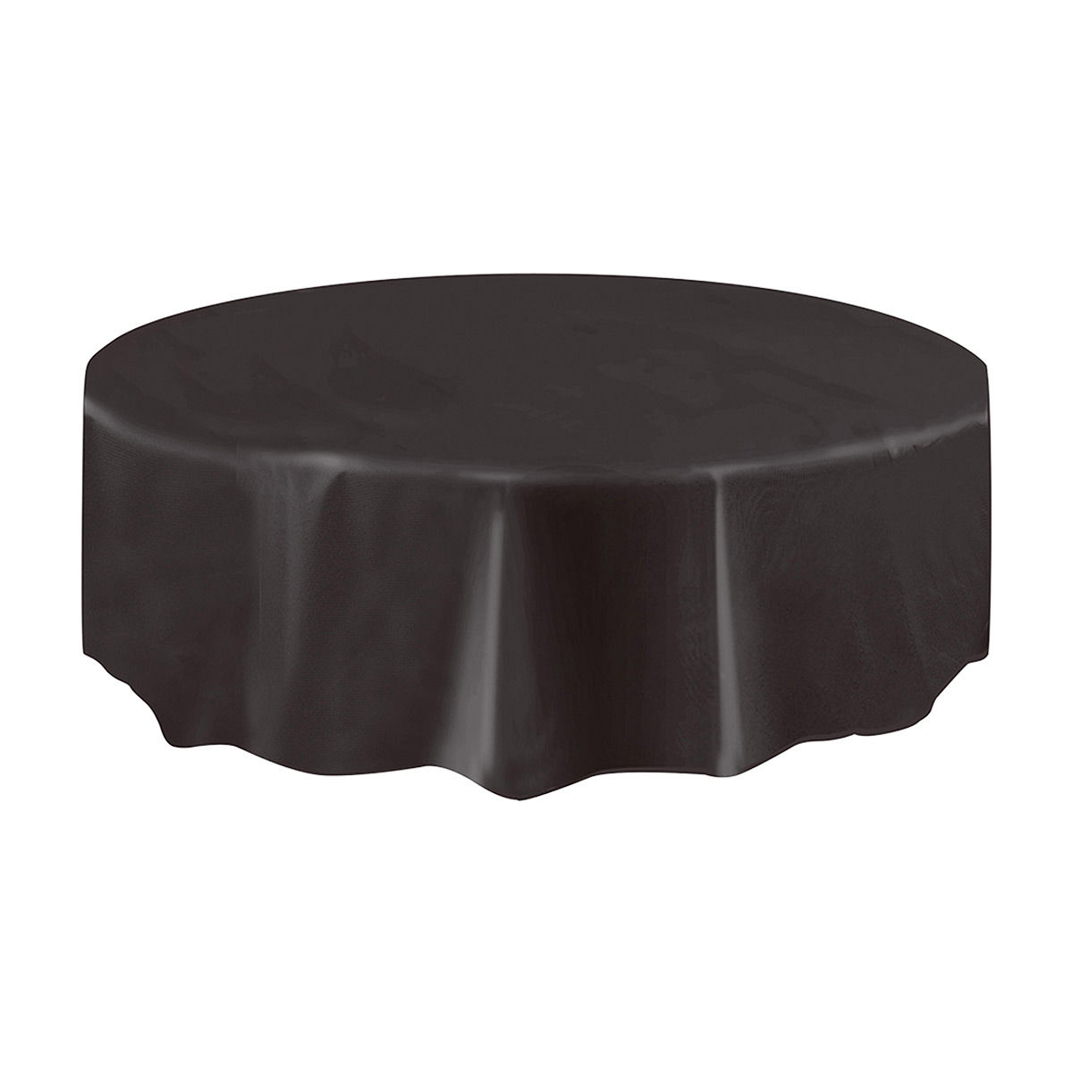 321 Party! Round Plastic Black Tablecloth, 84 in