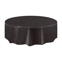 321 Party! Round Plastic Black Tablecloth, 84 in