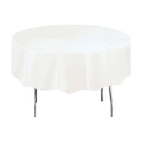 321 Party! Round Plastic White Tablecloth, 84 in