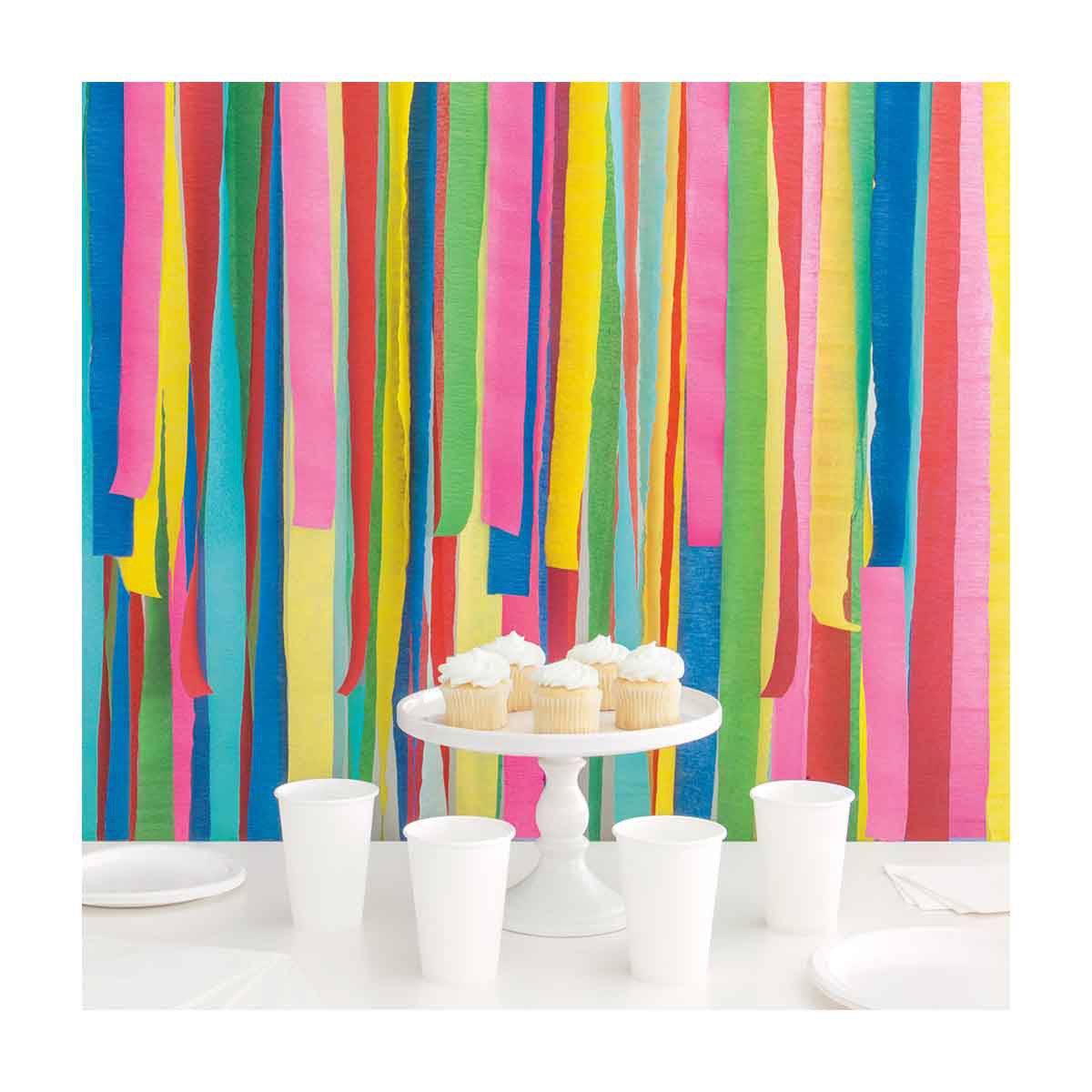 Rainbow Party Decorations Backdrop Color Crepe Paper Streamers for