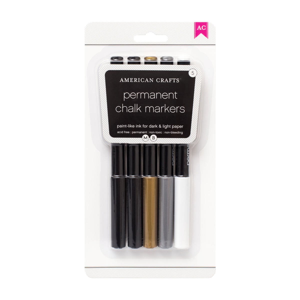 American Crafts Permanent Chalk Markers 5 ct, Assorted