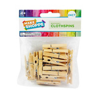 Make Shoppe Wood Clothespins 1.77'', Natural, 24 Count
