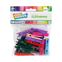 Make Shoppe Wood Clothespins 1.77'', Multi Color, 24 Count