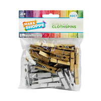 Make Shoppe Wood Clothespins 1.37'', Silver Gold, 40 Count