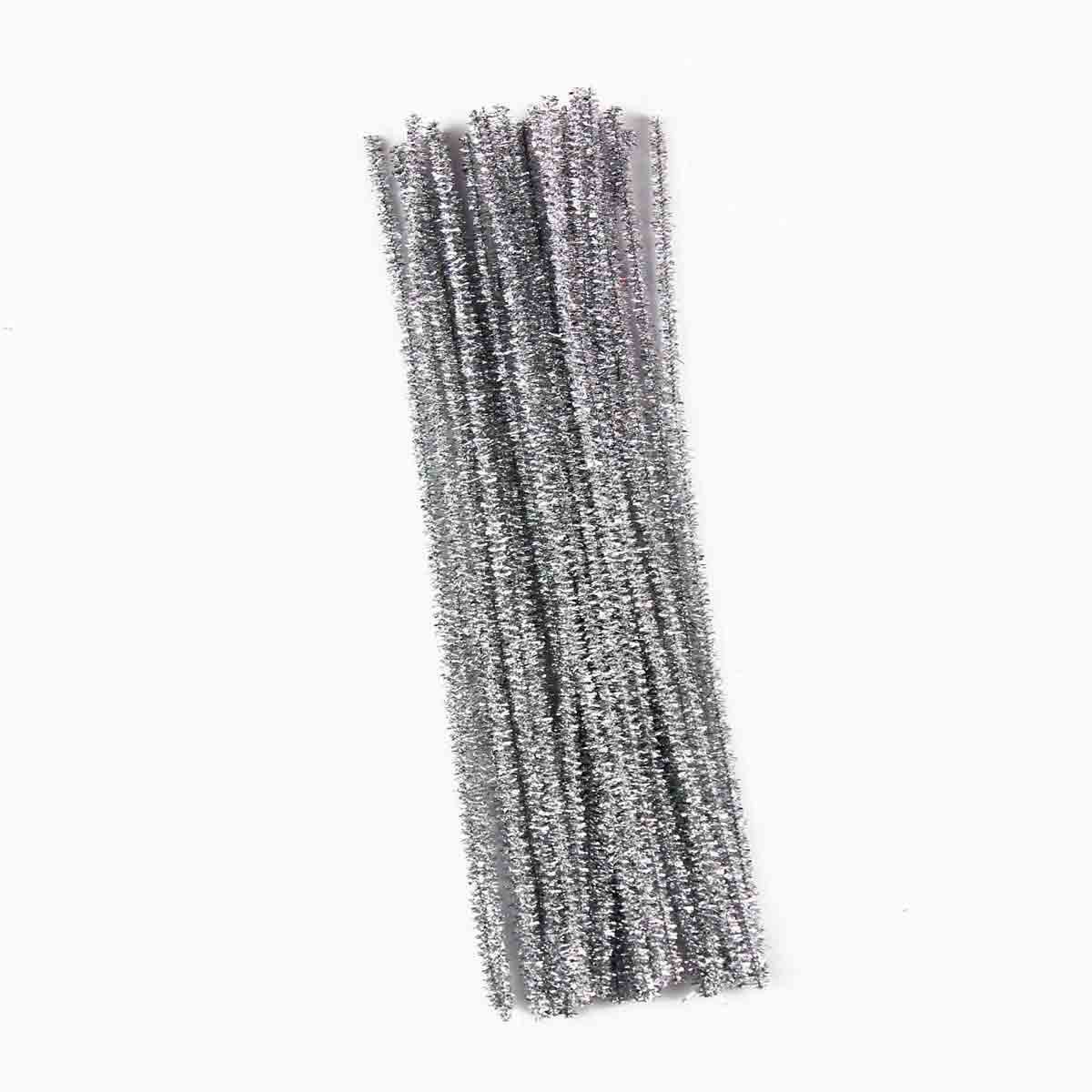 Make Shoppe Tinsel Chenille Stem, Silver, 30 Count, 6Mm X 12Inch
