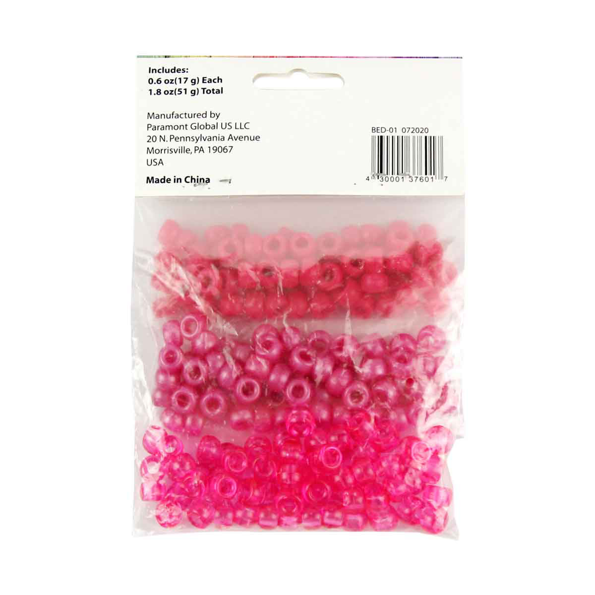 Make Shoppe Pony Beads, Pink, 1.8oz