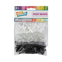 Make Shoppe Pony Beads, Black-White, 1.8oz