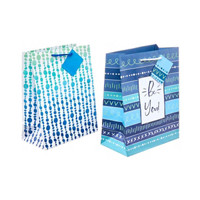 Medium Blue Patterned Gift Bags, 2 Pack