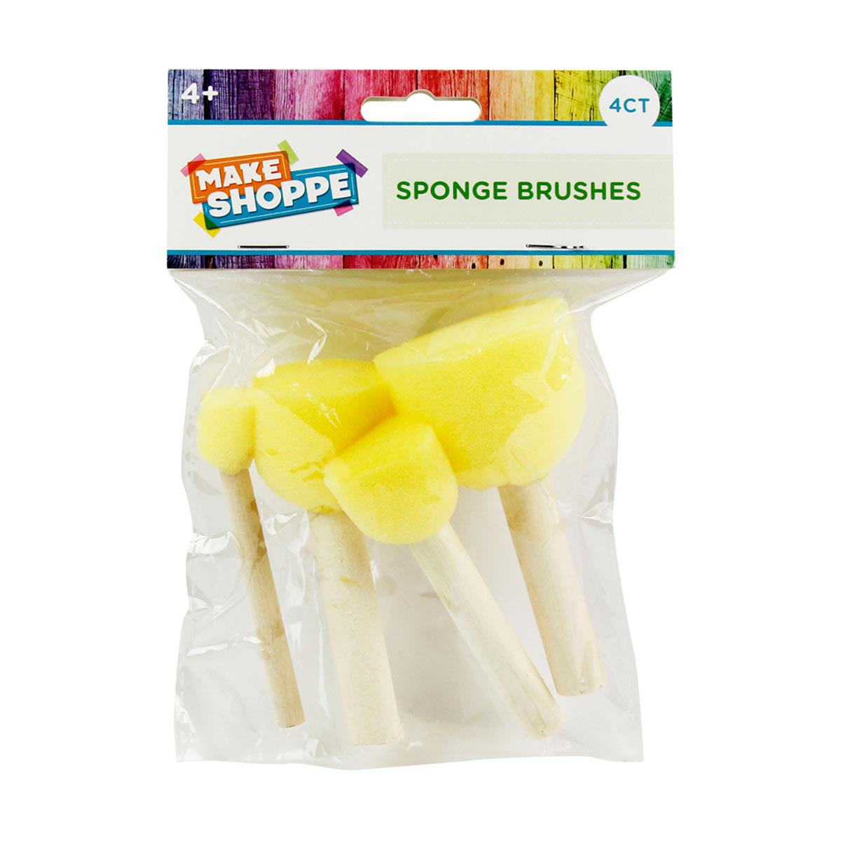 Make Shoppe Round Wood Sponge Brushes, 4 Count