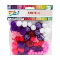 Make Shoppe Pom Pom, Purple Pink White Mixed, Soft Pluffy Yarn, 80 Count