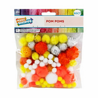 Make Shoppe Pom Pom, Orange Yellow White Mixed, Soft Pluffy Yarn, 80 Count
