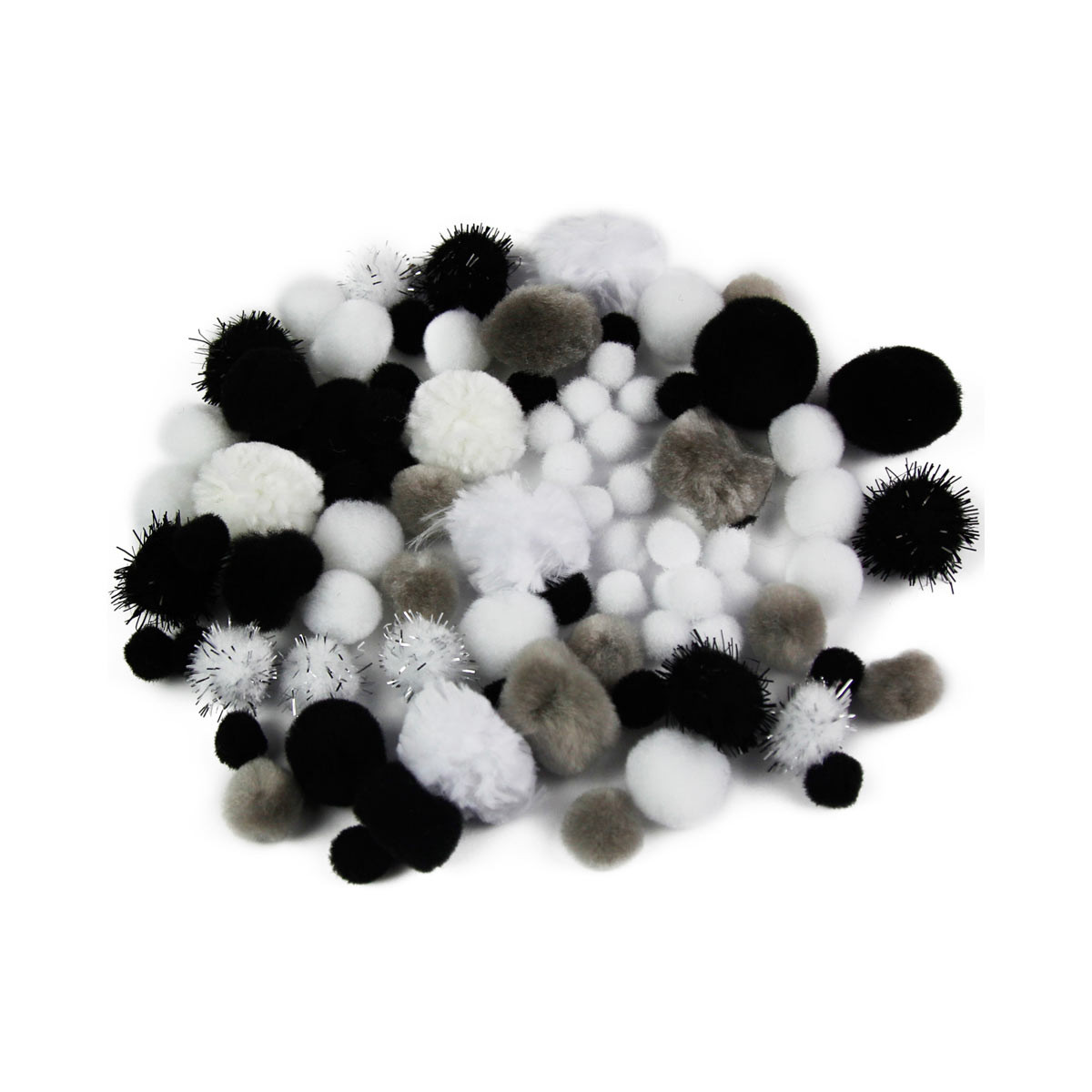 100pcs 25mm Cotton Yarn Mini Pompoms For Crafts And Jewelry Making Black