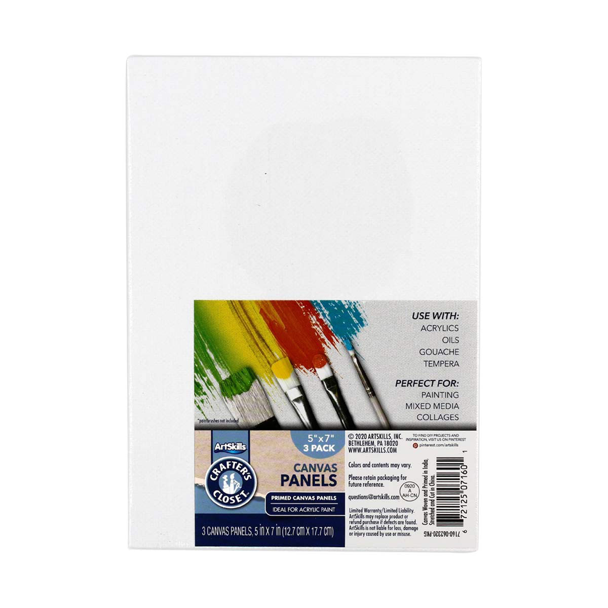 Academy Art Supply Canvases Panels 5 x 7 inch - 100% Cotton Artist