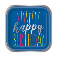 9" Foil Silver Style Birthday Paper Plates, 10 Count