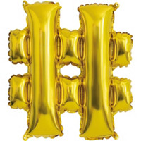 14" Foil Gold "#" Shaped Balloon