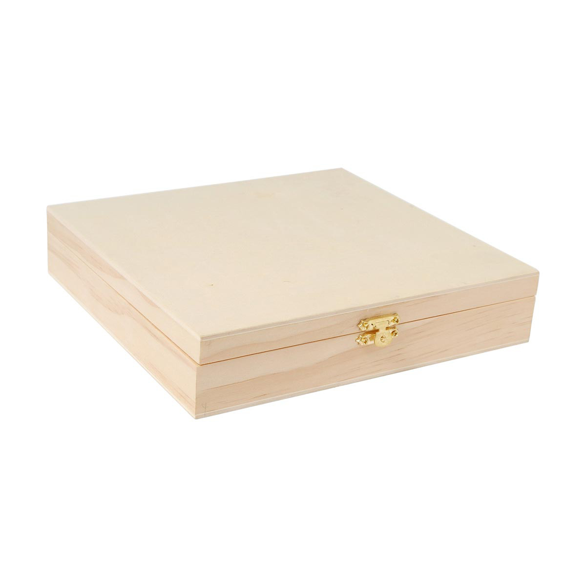 Plaid Unpainted Wood Cigar Box, 8.5" x 8" x 1.75"