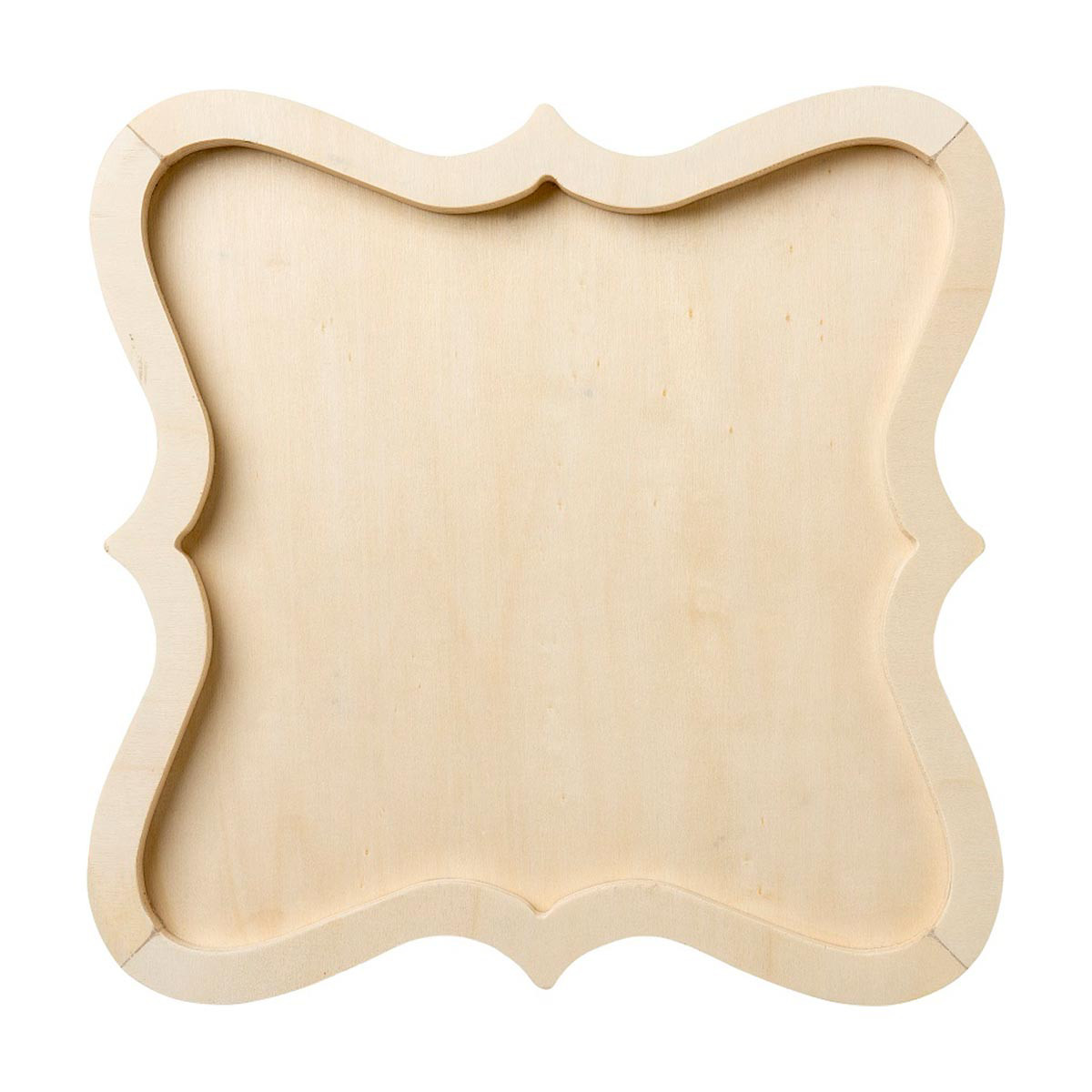 Plaid Unpainted Wood Scalloped Panel Plaque, 12" x 12"