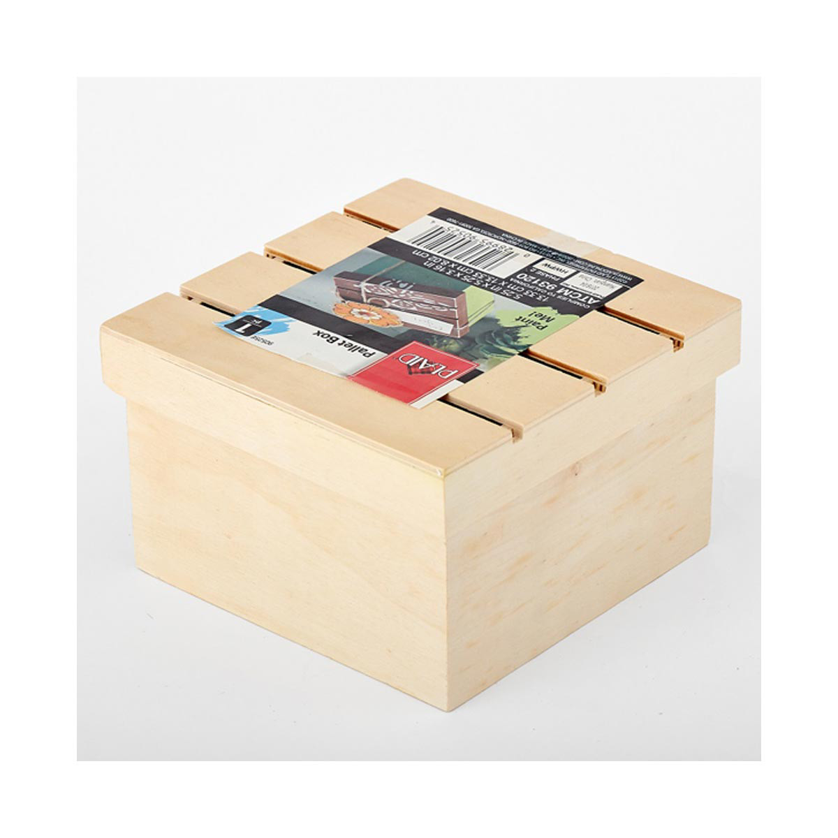 Plaid Unpainted Wood Pallet Box, 5.25" x 5.25" x 3"